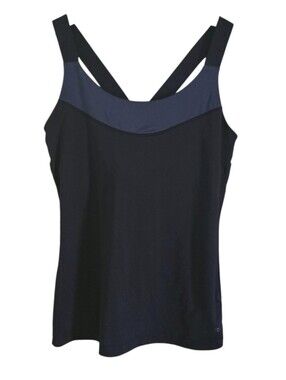 Black Gray Criss Cross Back Tank Top